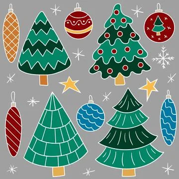 Set of winter illustrations in hand drawing style イラスト素材