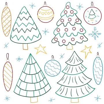 Set of winter illustrations in hand drawing style イラスト素材
