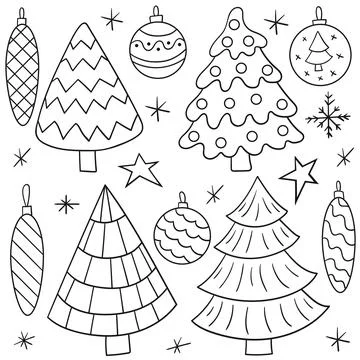 Set of winter illustrations in hand drawing style イラスト素材