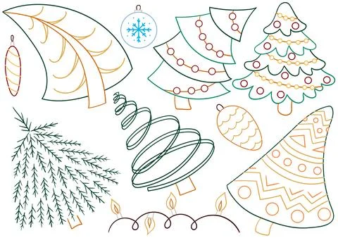 Set of winter illustrations in hand drawing style イラスト素材