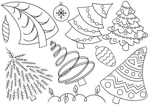 Set of winter illustrations in hand drawing style イラスト素材