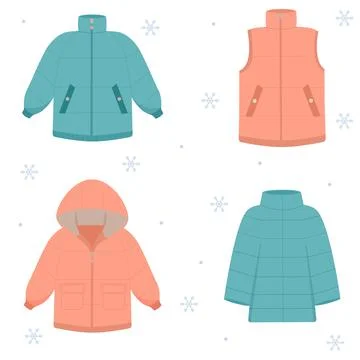 Set of winter jackets. Warm jacket. Winter clothing Stock Illustration
