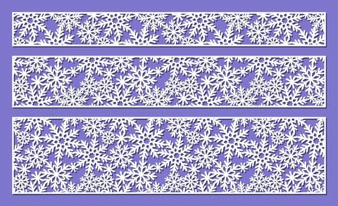 Set of winter panels with snowflakes.  Stock Illustration