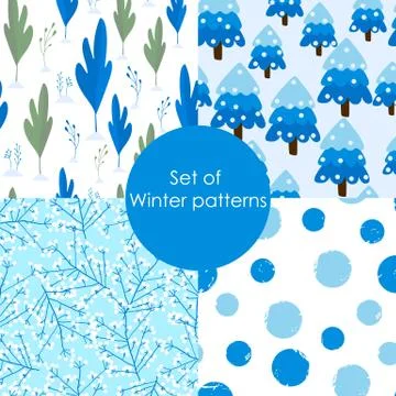 Set of winter patterns. Seamless Christmas pattern. Stock Illustration