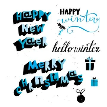 A set of winter phrases Stock Illustration