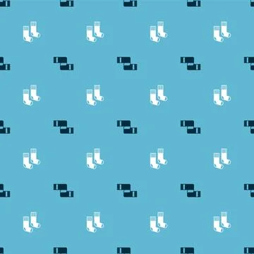 Set Winter scarf and Socks on seamless pattern. Vector Stock Illustration