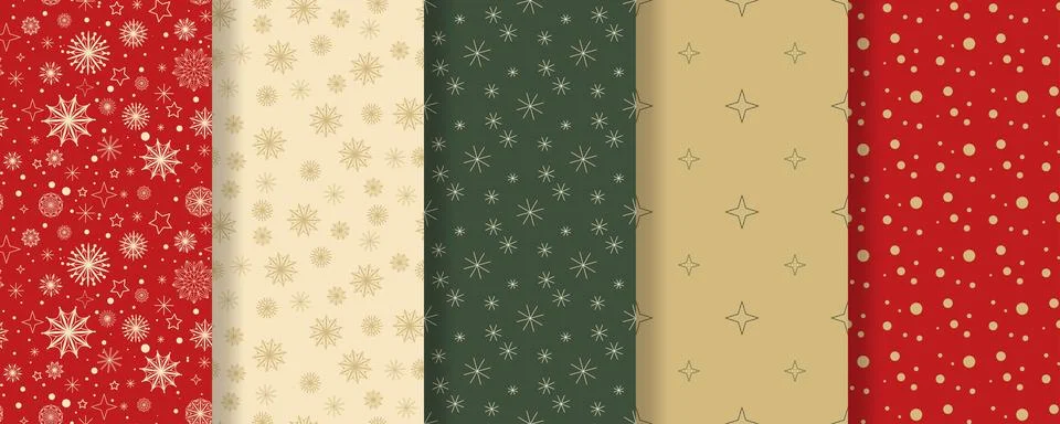 Set of winter seamless patterns for Christmas and New Year Stock Illustration