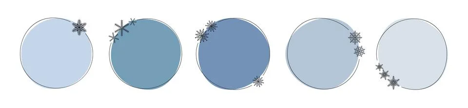 Set of winter simple frames with snowflakes with copy space. Templates for .. Stock Illustration