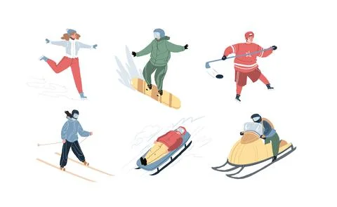 Set of winter sport characters, vector illustration concept Stock-Illustration
