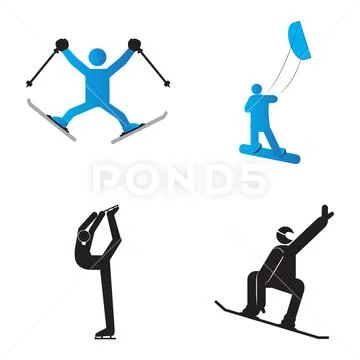Set of winter sport symbols Stock Illustration