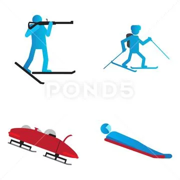 Set of winter sport symbols Stock Illustration