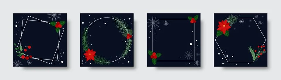 Set of winter square templates with copy space for social media posts Stock Illustration