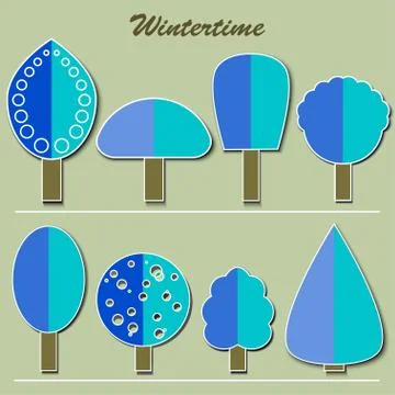 Set of winter trees Stock Illustration