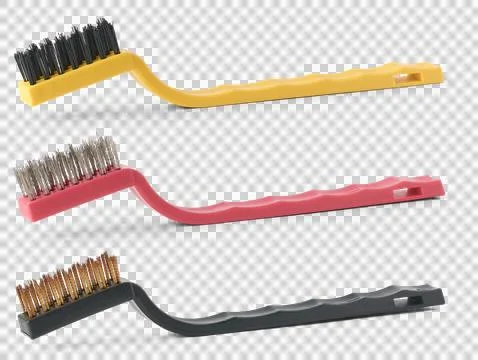 Set of wire brushes isolated Stock Photos