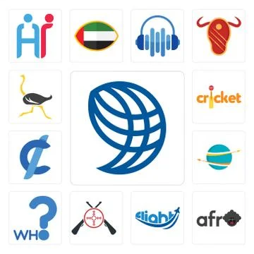 Set of wire globe, afro, flight, shooters, who, import export, cent, cricket, Free Stock Illustration