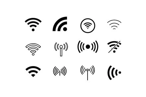 Set of Wireless and Wi-Fi Signal Icons. Vector illustration design. Stock Illustration
