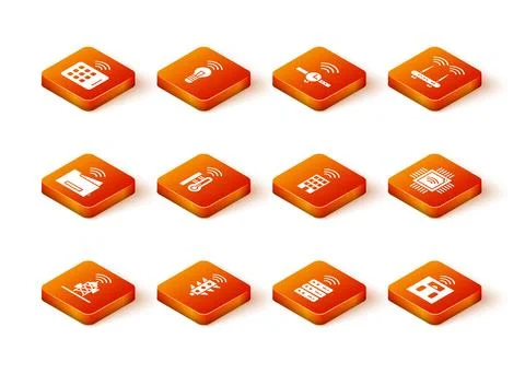 Set Wireless antenna, Smart traffic light, printer, thermometer, server, ho.. Stock Illustration