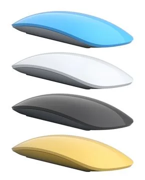 Set of wireless computer mice in various colors side by side isolated on wh.. Stock Illustration