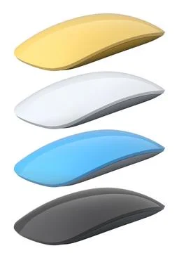 Set of wireless computer mice in various colors side by side isolated on white Stockillustratie