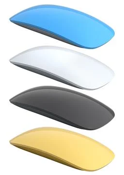Set of wireless computer mice in various colors side by side isolated on wh.. Stockillustratie