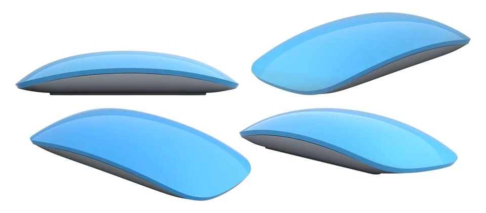 Set of wireless computer mice in various colors side by side isolated on whit Stock Illustration