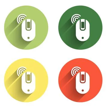 Set Wireless computer mouse icon isolated with long shadow background. Opti.. Stock Illustration