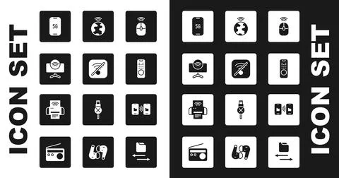 Set Wireless computer mouse, No Wi-Fi wireless internet, Smart Tv system, Mob 스톡 일러스트