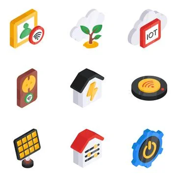 Set of Wireless Devices Flat Isometric Icons Stock Illustration