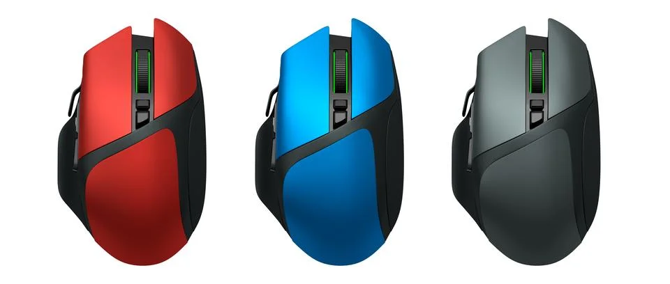 Set of wireless gaming computer mouse isolated on white background Stock Illustration