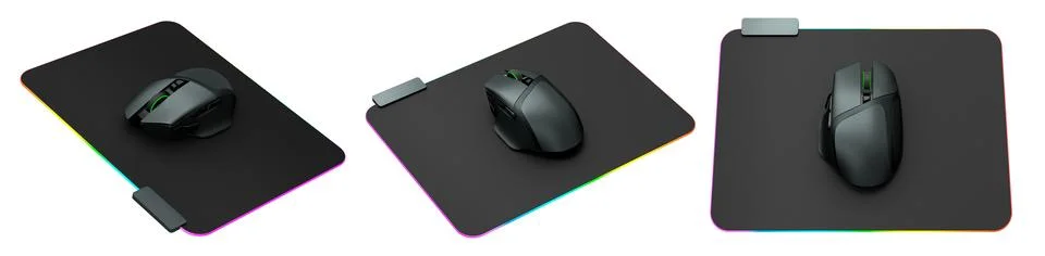 Set of wireless gaming computer mouse on pad isolated on white background Stock Illustration
