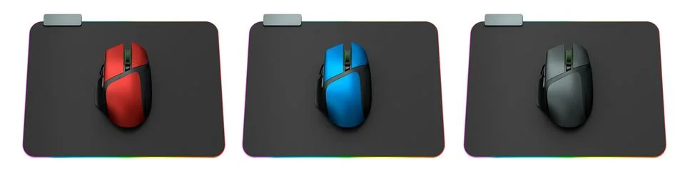 Set of wireless gaming computer mouse on pad isolated on white background 스톡 일러스트