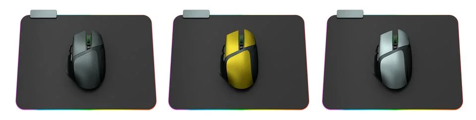 Set of wireless gaming computer mouse on pad isolated on white background Stock Illustration