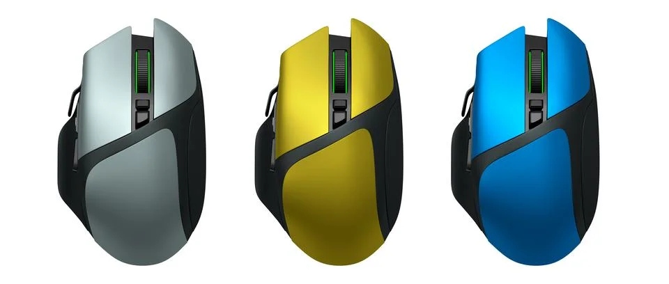Set of wireless gaming computer mouse isolated on white background 스톡 일러스트