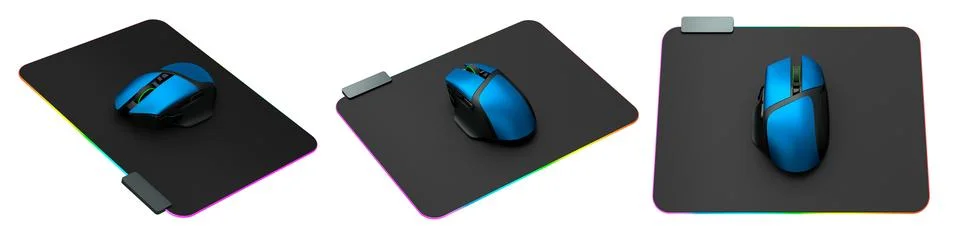 Set of wireless gaming computer mouse on pad isolated on white background 스톡 일러스트