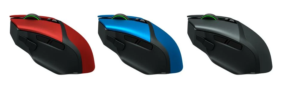 Set of wireless gaming computer mouse isolated on white background Stock Illustration