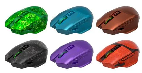 Set of wireless gaming computer mouse isolated on white background Stock Illustration
