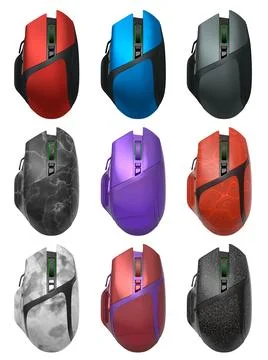 Set of wireless gaming computer mouse isolated on white background Stock Illustration