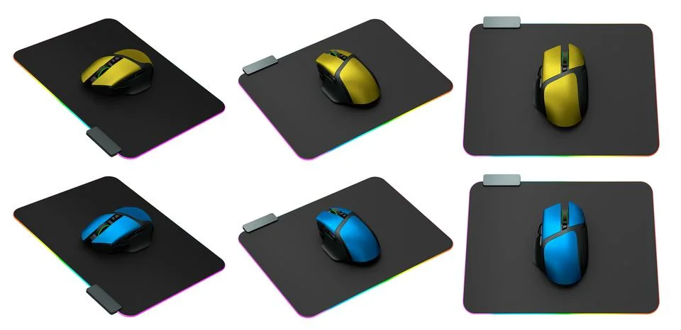 Set of wireless gaming computer mouse on pad isolated on white background 스톡 일러스트