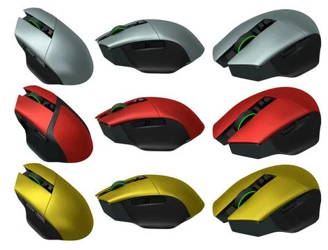 Set of wireless gaming computer mouse isolated on white background Stock Photos