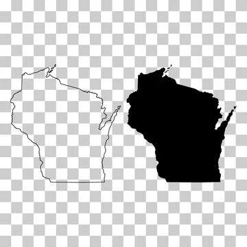 Set of Wisconsin map shape, united states of america. Flat concept icon symbo Stock Illustration