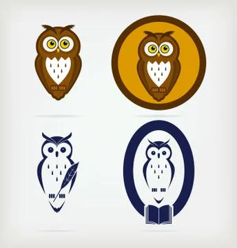 Set of wise owls Stock Illustration