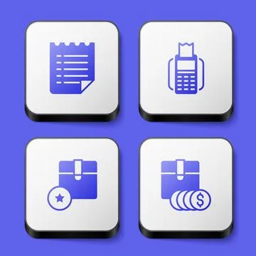 Set Wish list template, POS terminal, Carton cardboard box and Item price tag Stock-Illustration