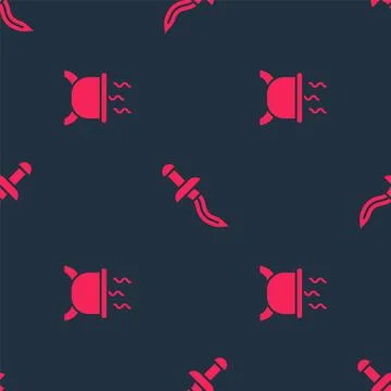 Set Witch cauldron and Dagger on seamless pattern. Vector イラスト素材