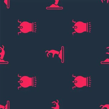 Set Witch cauldron and Zombie hand on seamless pattern. Vector Illustrazione stock