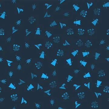 Set Witch hat, Ghost, Windy weather and Wheat on seamless pattern. Vector 스톡 일러스트