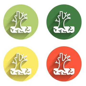 Set Withered tree icon isolated with long shadow background. Bare tree. Dea.. Stock Illustration