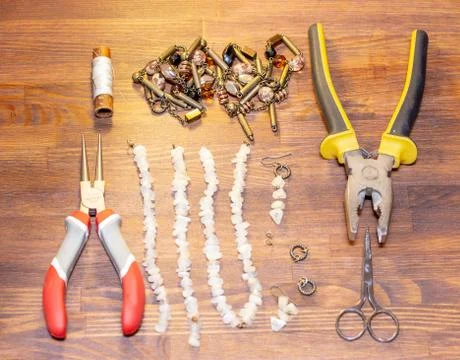 Set of wizard for interesting work-creating beads Stock Photos