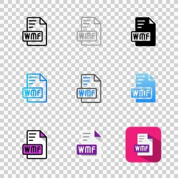 Set of wmf Document file icons with dynamic elements Stock Illustration
