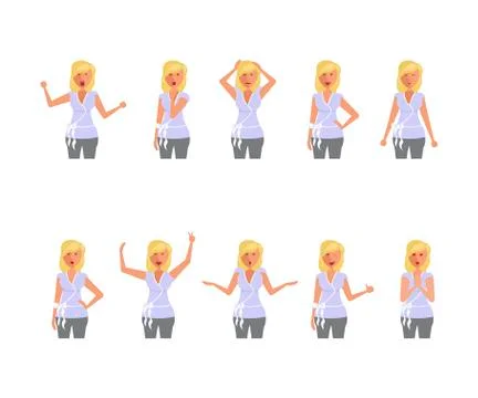 Set of woman expression. Stock Illustration