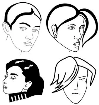 Set of woman faces Stock Illustration